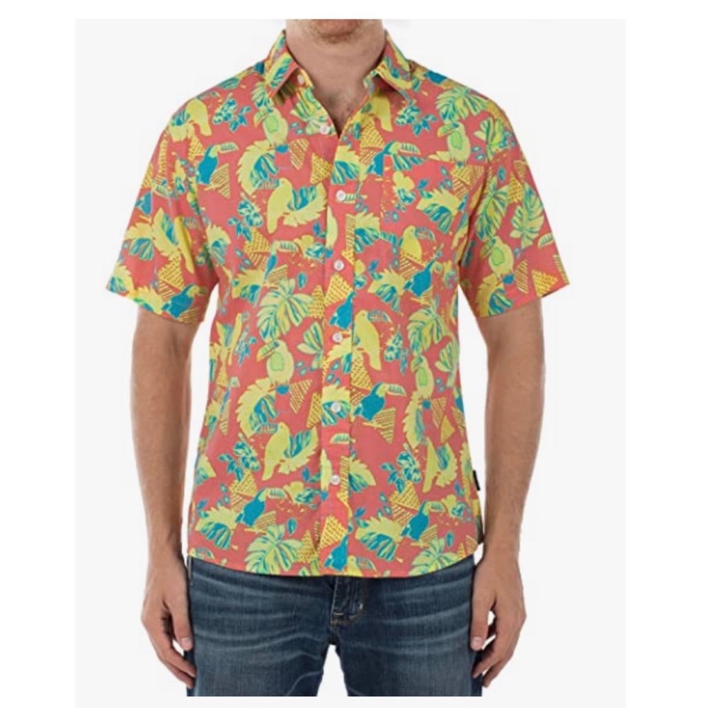 Extreme 80s Men's Toucan Hawaiian Aloha Shirt Medium
